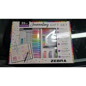 Zebra Journaling Gift Set 33 Ct w Hardcover Journal Pens Highlighters Washi Tape